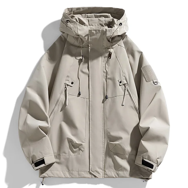 Men’s Cargo Windbreaker Jacket with Hood and Zipper Men’s Cargo Windbreaker Jacket with Hood and Zipper