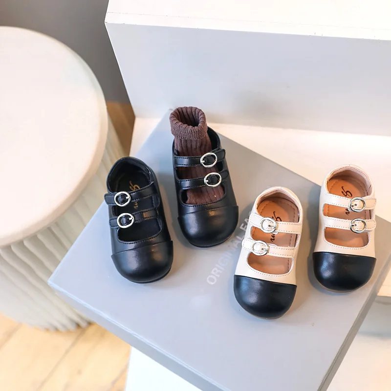 

Spring Autumn New Baby Girls Leather Shoes Fashion Patchwork Princess Flats Shoes Children's Single Shoe Mary Janes