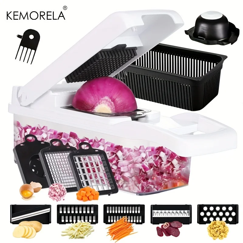 KEMORELA 15 in 1 Vegetable Chopper Multifunctional Fruit Slicer Vegetable Slicer With Draining Basket Household Potato Shredder vegetable slicer vegetable chopper