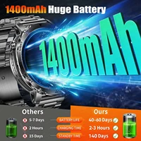 Nouvelle montre connectée militaire TANK Ultra 2026 avec batterie 1400 mAh, étanche 10 ATM, moniteur de fréquence cardiaque, lampe torche LED tactique, bracelet de sport pour homme 2