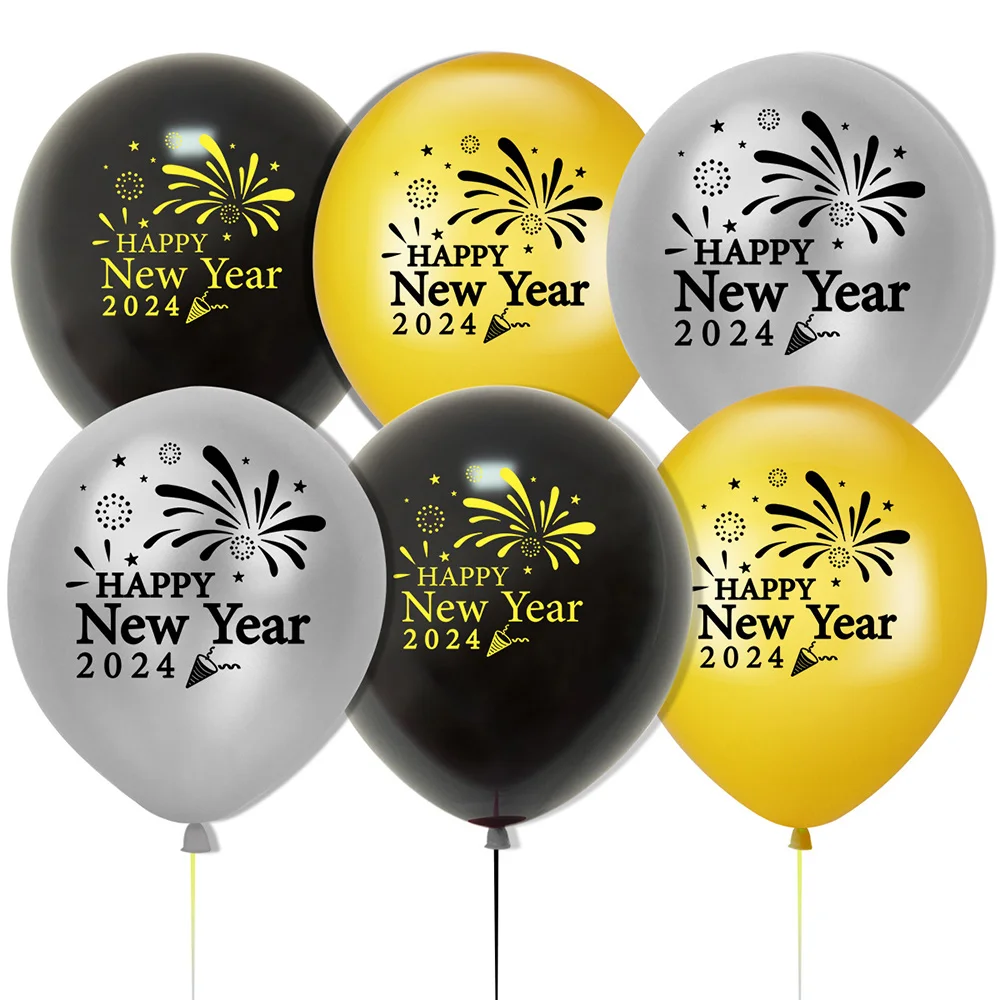 

15Pcs 2024 Silvery Black Gold Happy New Year Balloons 2024 NYE New Year Latex Balloons Happy New Year New Years Eve Party Decor