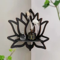 Wooden Lotus Hollow Decorative Rack Aromatherapy Organiser Essential Oil Candle Holder Wall Mounted Shelf Corner Shelf 5