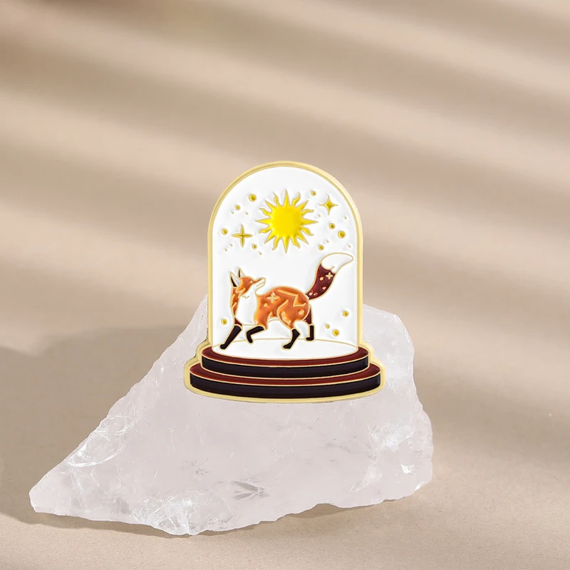 Ozean Weltraum Flasche Emaille Pins Benutzerdefinierte Nachthimmel Fuchs Wal Broschen Revers Abzeichen Kleidung Tier Schmuck Geschenk für Freunde – Detail 6
