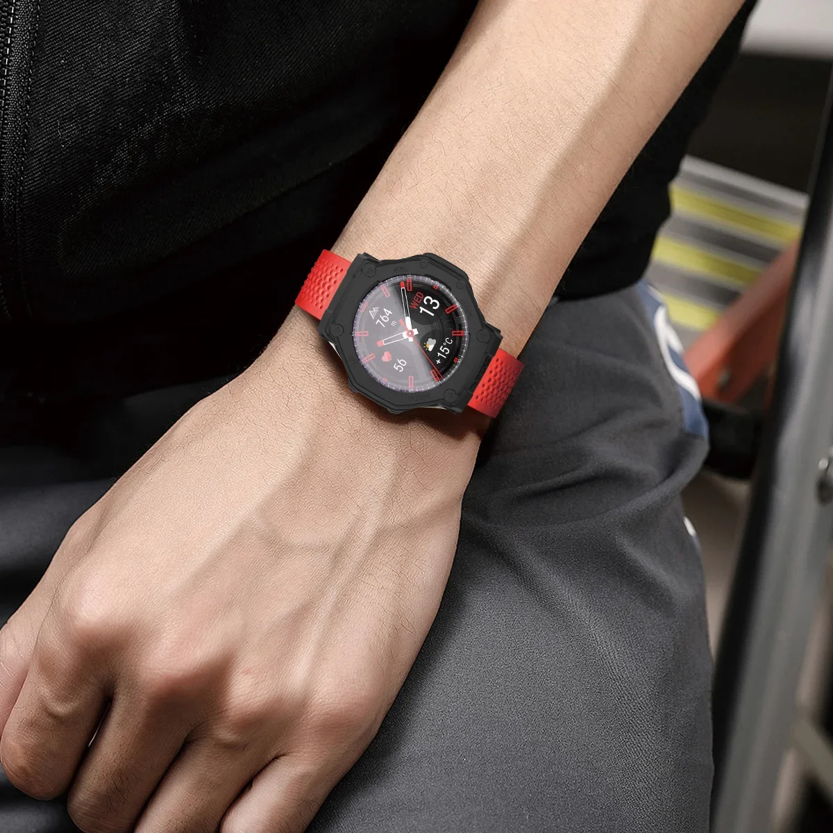Amazfit T-Rex 3 용 유리 + 케이스 스크래치 방지 화면 보호기 강화 유리 필름 + 범퍼 실리콘 보호 커버 액세서리