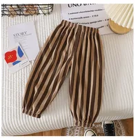 Pantalons d'été décontractés pour enfants de 1 à 6 ans, pantalons de survêtement simples à grille pour garçons, coréens, amples et fins, avec lettres rayées 3