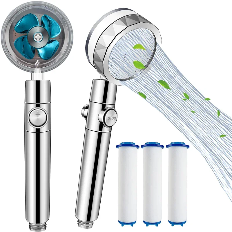 High Pressure Turbo Fan Shower Head with Filter, 360° Swivel, Water Saving, Rainfall Design - Bathroom Accessories Hair stopper 5