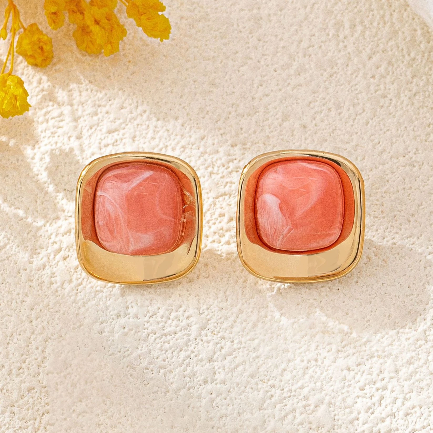 Simple Acrylic Colored Square Stud Earrings For Women Girls