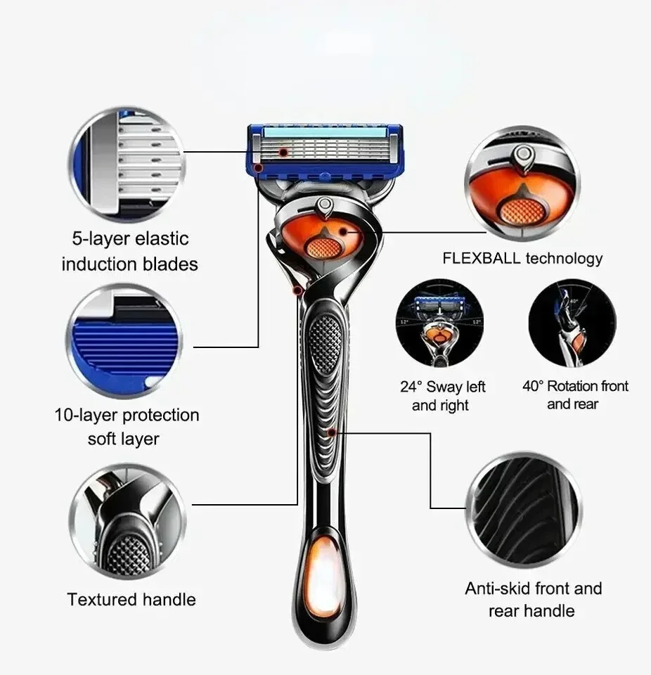 5-layer Razor Blades Replacement Vintage Wet Safety Skin Protection Classic Razor for Men's Shavers Shaving & Women's Hair Removal razor blades