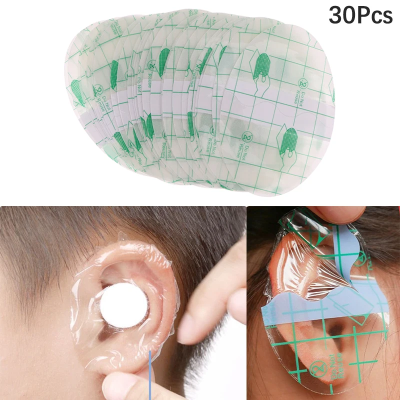 30Pcs Plastic Waterproof Ear Protector Swimming Cover Caps Salon Hairdressing Dye Shield Protection Shower Cap Tool 1pc breathable tig finger heat shield cover guard weld welding gloves heat protection for industrial welders