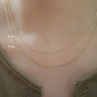 Collier chaîne Simple en argent Sterling 925 plaqué or 14K pour femmes, bijoux polyvalents de tempérament à la mode 2
