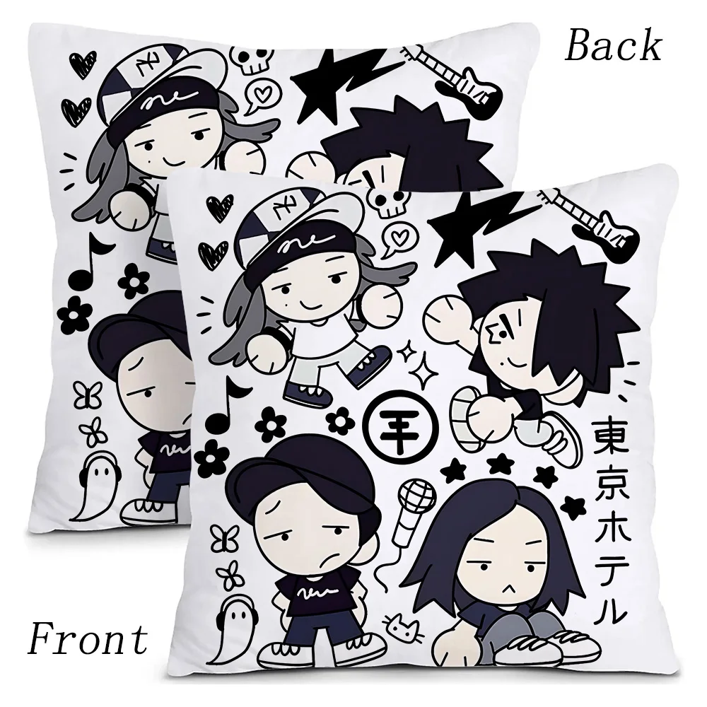 Hot Rock Band Tokios Hotels Pillow Covers Cartoon Sofa Decorative Home Double-sided Printing Short Plush Cute Cushion Cover 4