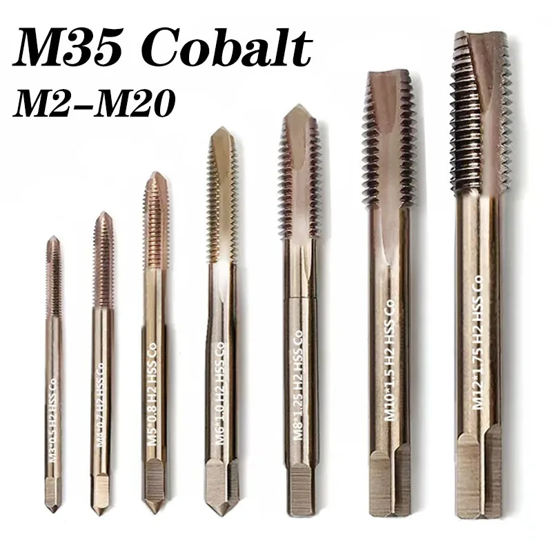

M2-M20 Cobalt Screw Thread Tap Drill Bit HSS-Co M35 Pointed Flute Metric Machine Tap Right Hand For Metal Stainless Steel