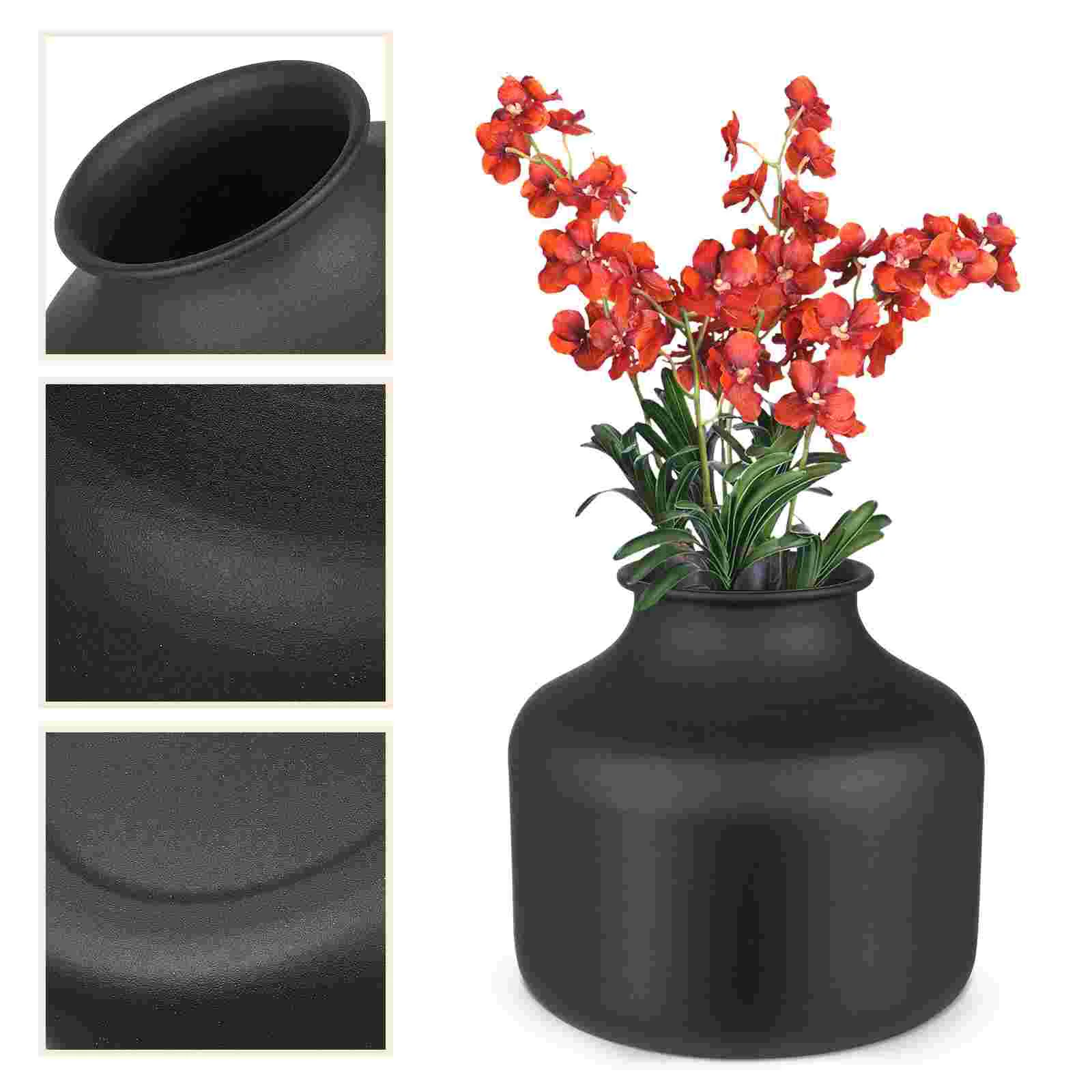 Large Modern Iron Vase Matte Finish Premium Material Home Office Decor Black Flower Pot Vases Container Metal Flower Home 4