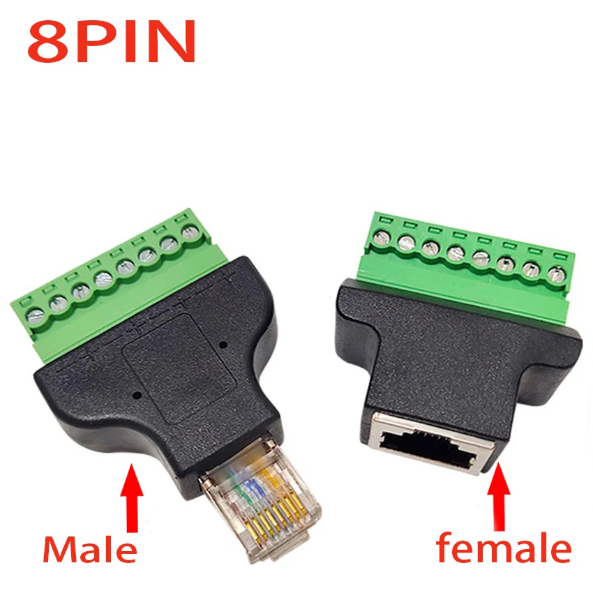 

1pcs High Quality RJ45 To Screw Terminal Adaptor RJ45 Male/Female To 8 Pin Connector RJ45 Splitter For CCTV DVR CCTV Accessories