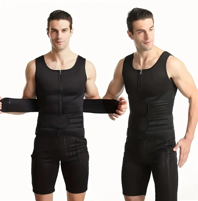 Men's Compression Sweat Sauna Vest, New Slimming Suit, Waist Belts Body Shaper Back Support Tank Top For Workout Fitness Gym 6