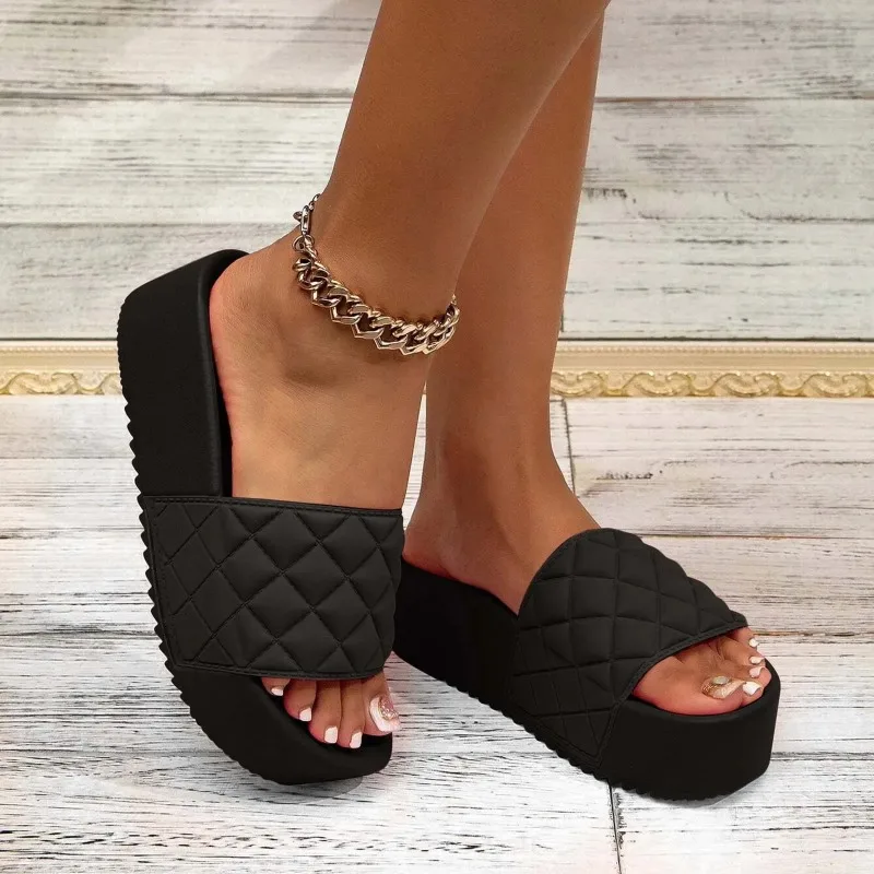 Fashion Women Platform Slippers Designer Shoes Thick Soled Height Increasing Sandals Outdoor Floral Sandals Ladies Beach Shoes