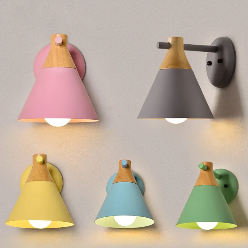 

Скандинавские Настенные светильники Macaron для дома, бра в стиле лофт, декоративная прикроватная лампа для спальни, современные зеркальные осветительные приборы, светильник