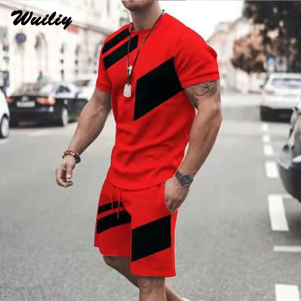 Мужской летний комплект с квадратной футболкой и 3D-принтом, без рукавов