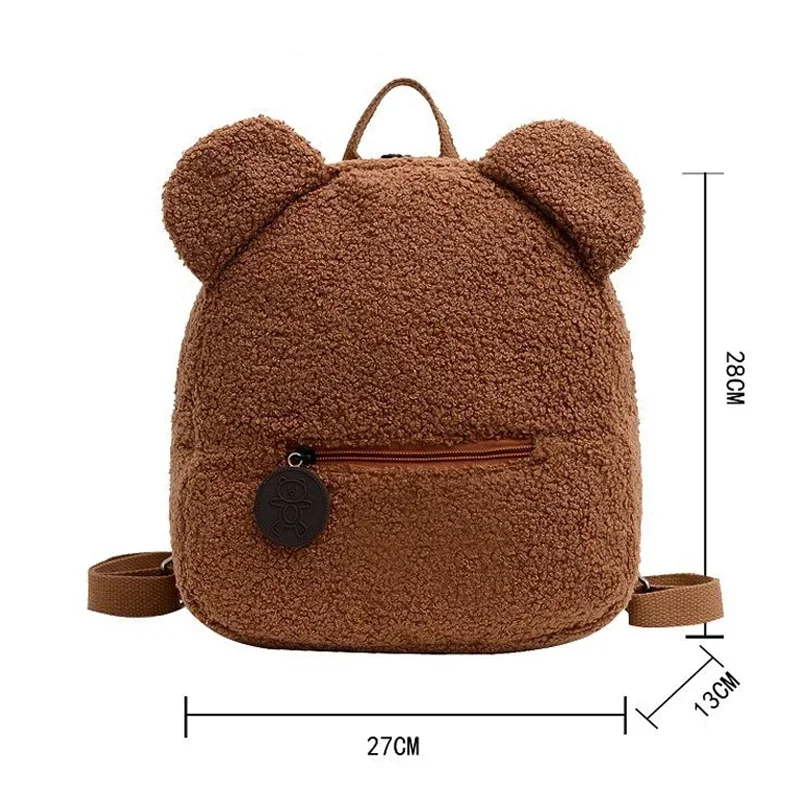 Cute Bear Ear Plush Backpack – High-Capacity Lamb Fleece Shoulder Bag for Kids and Adults, Korean Style Parent-Child Bag for Boys and Girls Bags & Storage Items Small backpacks