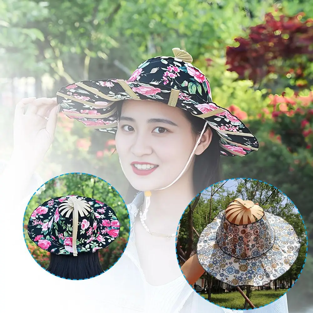 Neue Sommer Outdoor Sport Strand Sonnenschutz Mode Bambus Fan Hut Faltbare Bambus Multifunktionale Tourismus Fan Hut Dekoration – Detail 6