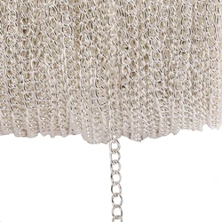 2 Meter Flat Extension Thin Metal Chain for Jewelry Making and DIY Accessories (Silver)
