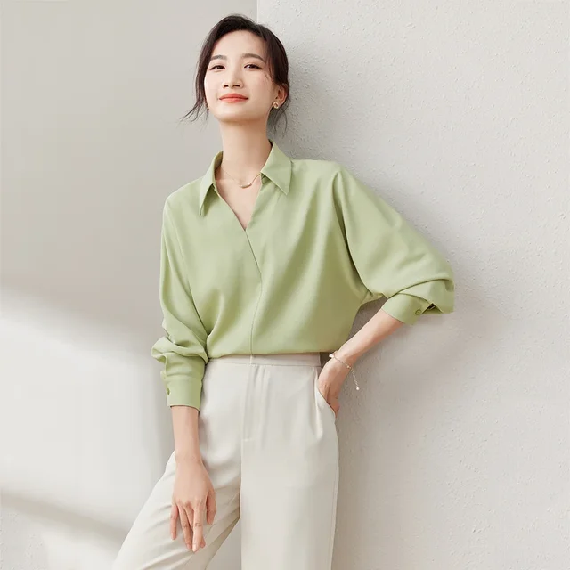 SENTUBILA Long Sleeve Women Blouse 2024 Autumn Fall Simple Loose Fit Casual Tops Woman Shirts & Blouses Ladies Clothes 133C50513 1