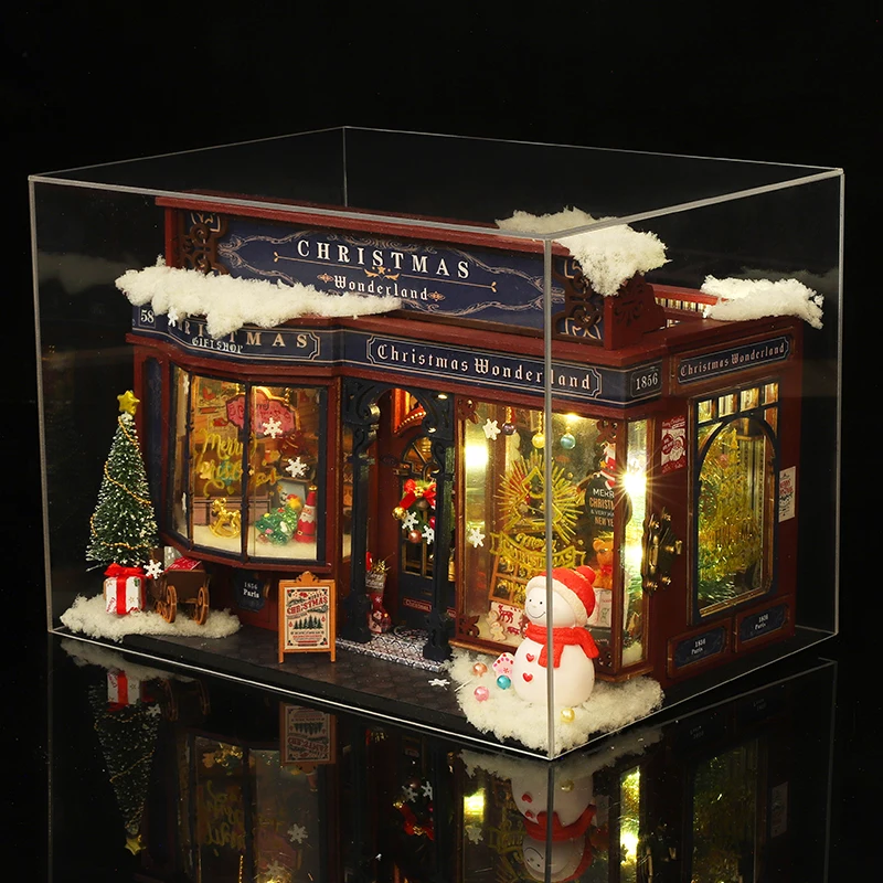 DIY Wooden Miniature Model Kit Christmas Wonderland Cottage