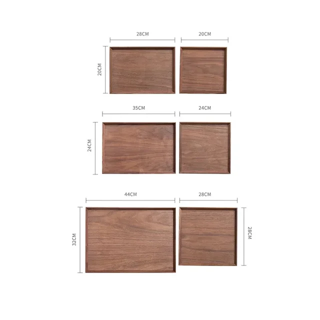 Square Tray Solid Wood Pallet Japanese Black Walnut Tableware Food Plate Rectangle Kitchen Supplies Hotel Serving Serving Tray 5