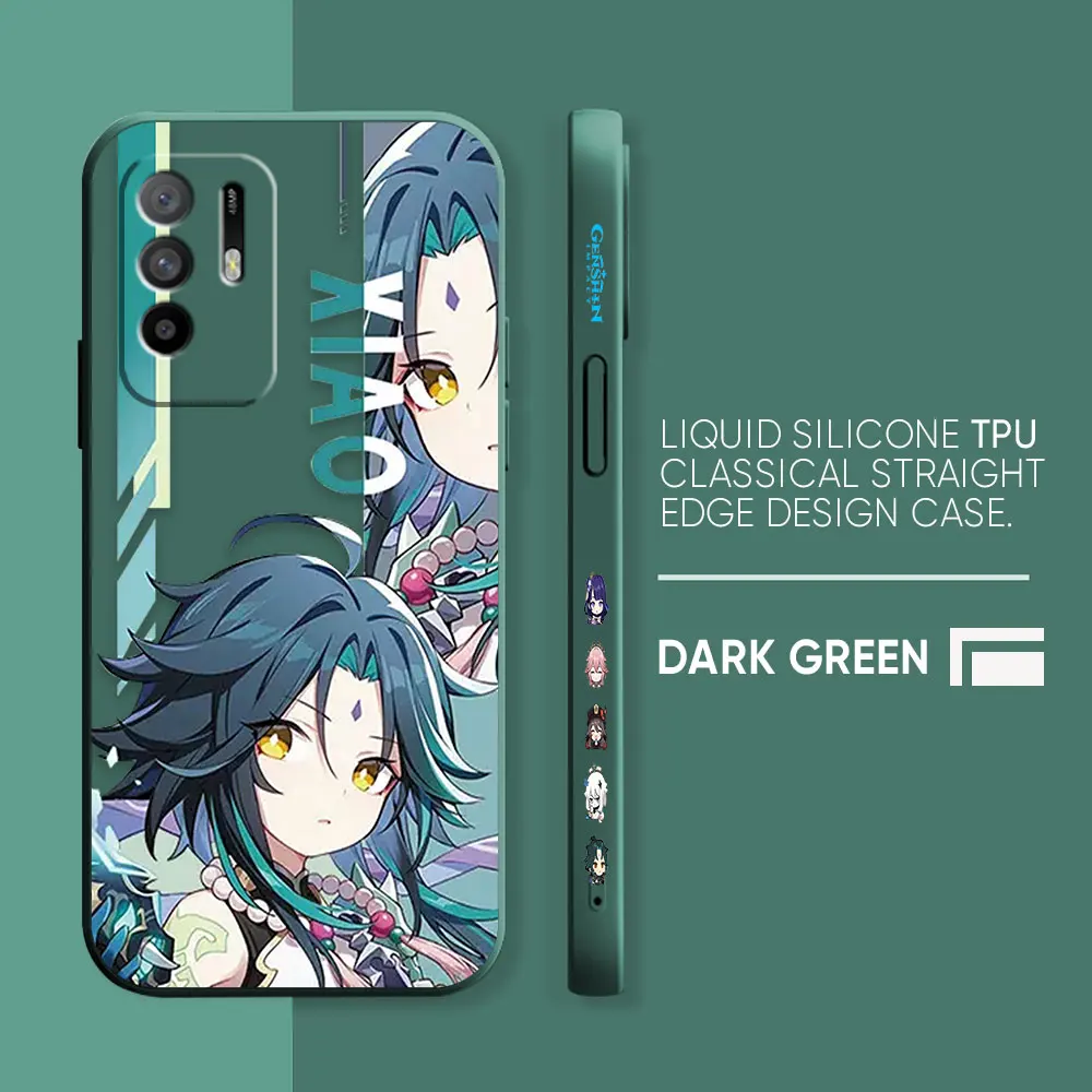 thumbnail image 1 of Case For OPPO A52 A54 A55 A57 A59 A93 A83 A92S A93S 4G 5G A16 Colour Simple Liquid Silicone Case Best Genshin impact, 1 of 5