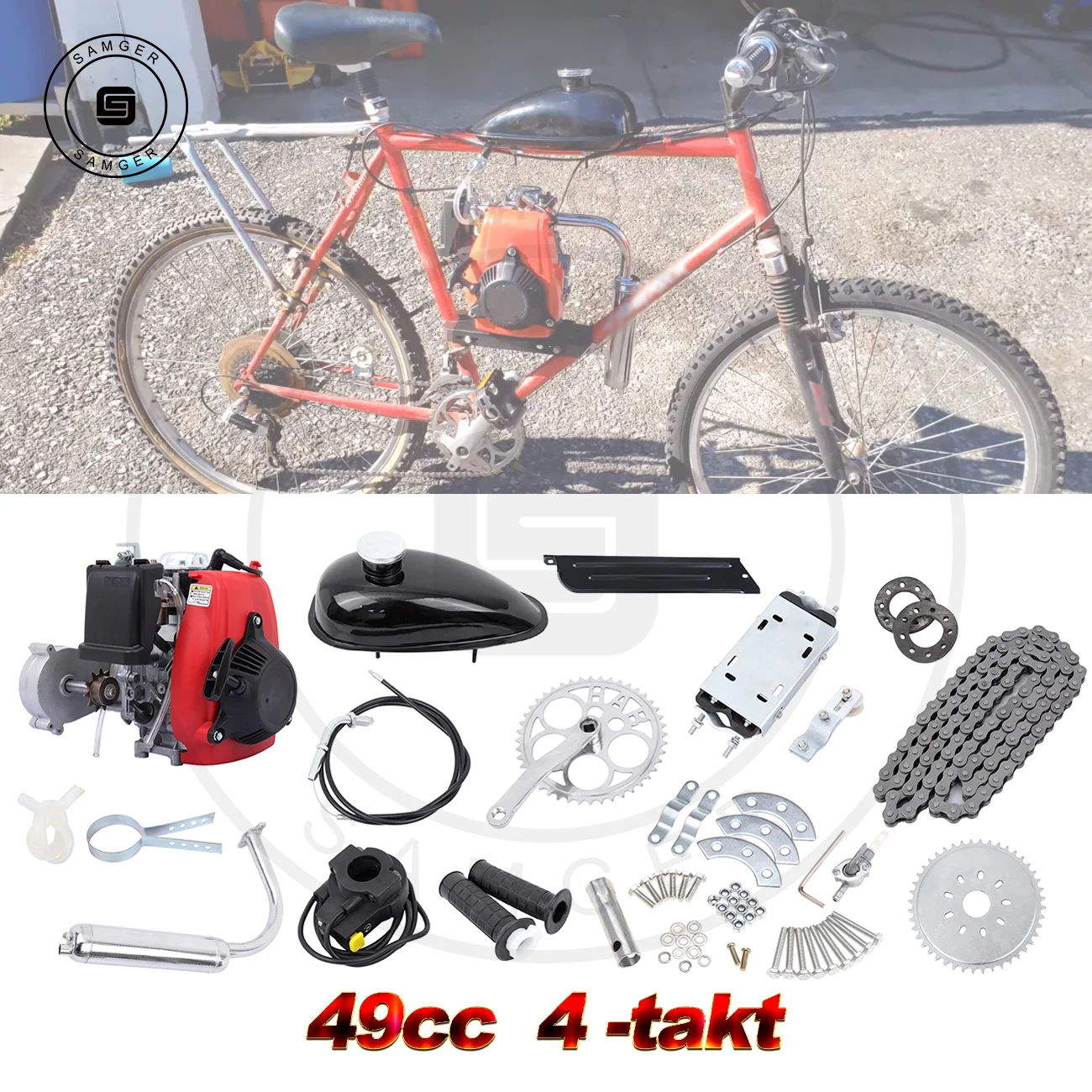 Samger 4-hub Benzin Motor 49cc Pull Start Benzin Fahrrad Motor Kit  Motorisierte Bike Für Pocket Bike Scooter Quad dirt ATV