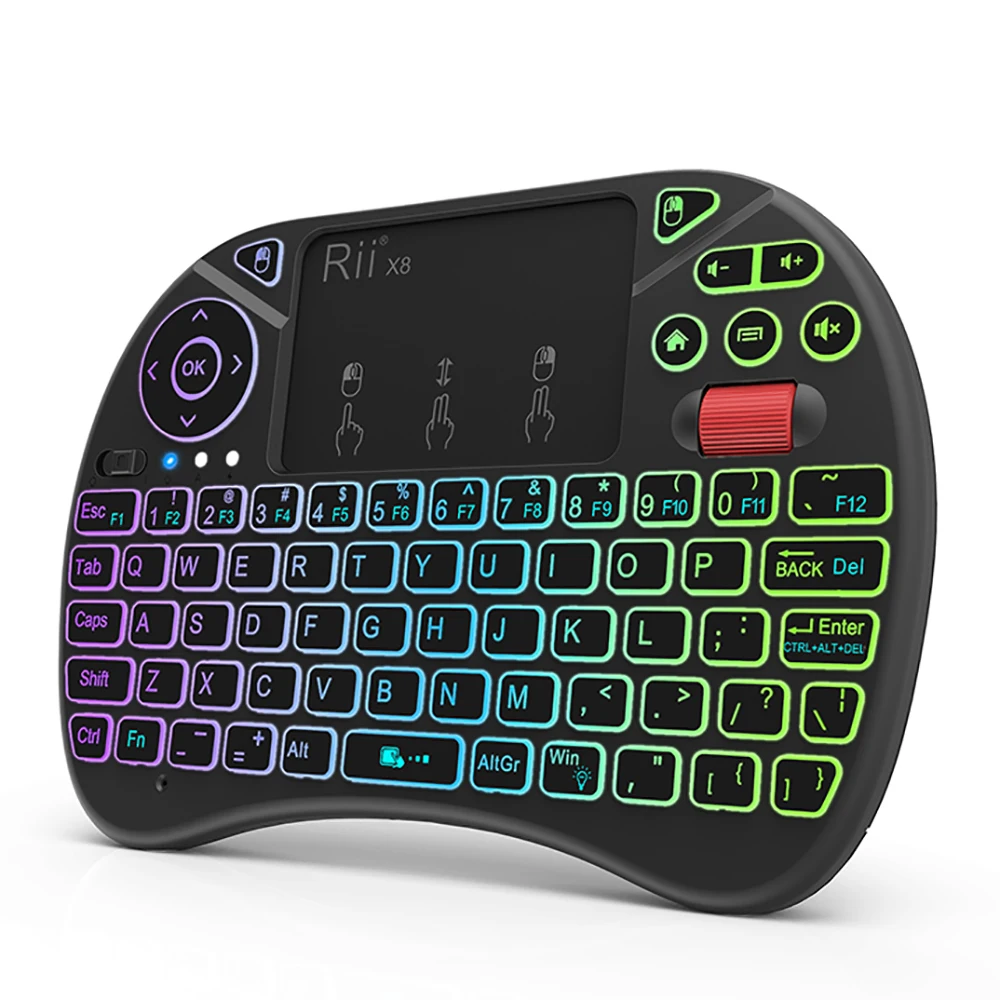 Mini Teclado sem Fio com Touchpad Rii x8 Retroiluminado pc Android Caixa de tv Ipad 24 Ghz