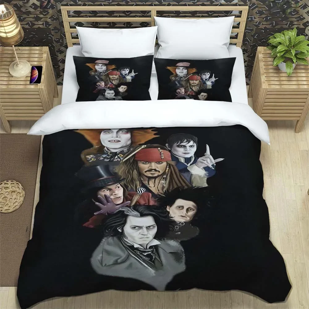Johnny Depp Pattern Quilt Cover With Pillowcases 3D Digital Printed Bedding Set Twin Full Queen King Gift 5