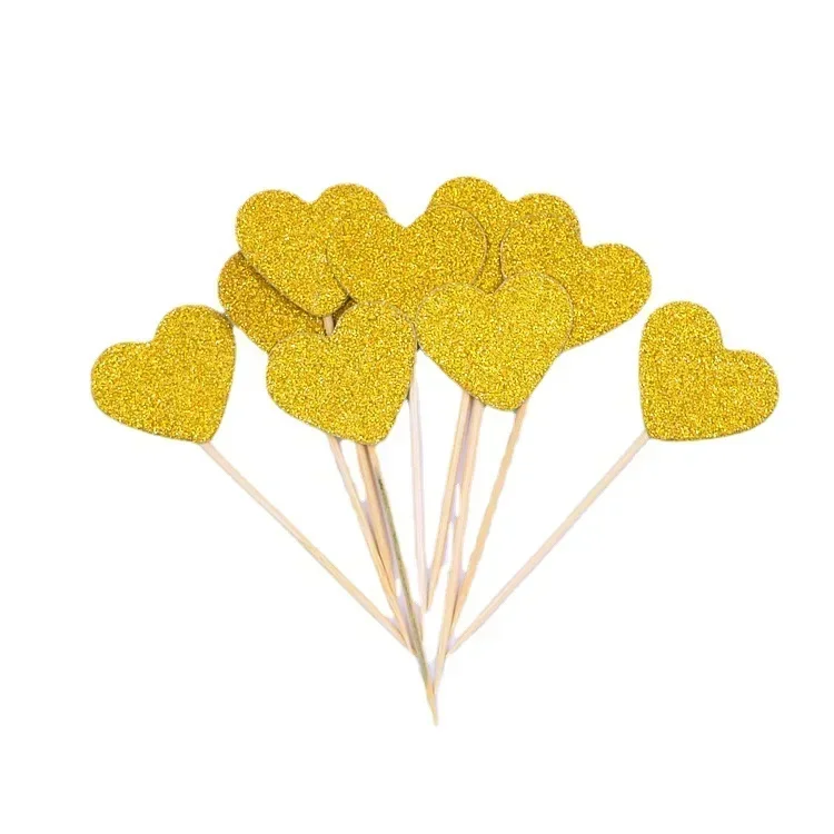 Mini Glitter Powder Star Happy Birthday Cake Topper Princess Heart Wedding Cupcake Topper Baby Shower Decorating Supplies 50pcs party decorations,cake topper,cake decorations,cake toppers
