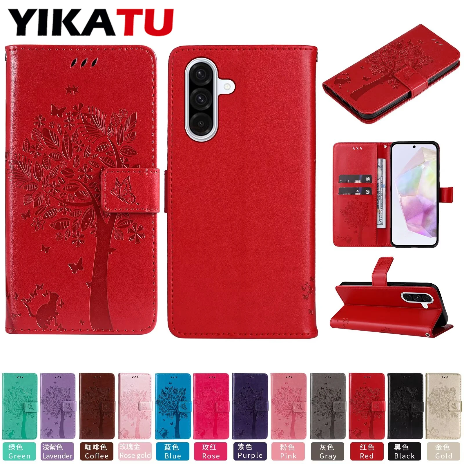 Elegant Magnetic Leather Wallet Case with Ample Storage Compartments
