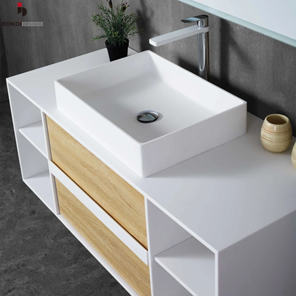 Solid Wood Water-Resistant Waterproof Units Washing Machine Cabinet Bathroom Vanities