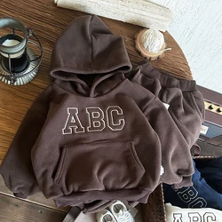Winter Kids Fur - Lined Hoodie & Pants Tracksuit Set - 7T (001 brown)