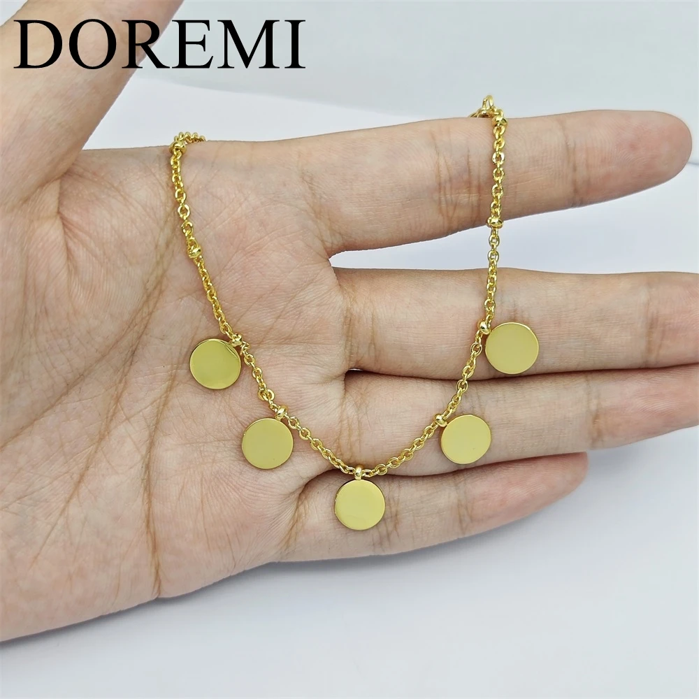 DOREMI Lettering Bracelet Coin Stainless Steel   Engrave Coin Letter Bracelet Women Gift Charm Jewelry