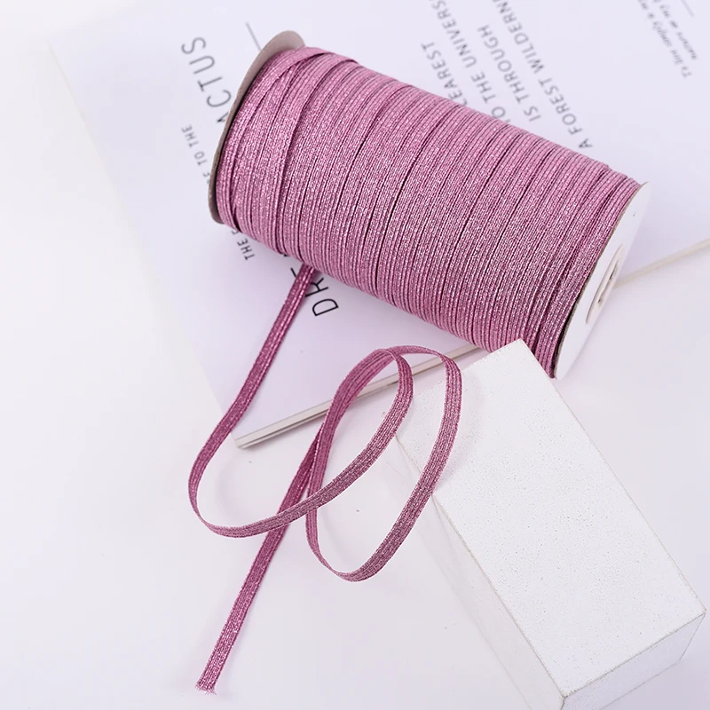 144yard/roll 6mm Gold Silver Red Colorful Elastic Sewing Elastic Band Flat Rubber Band Waist Band Stretch Rope Elastic Ribbon