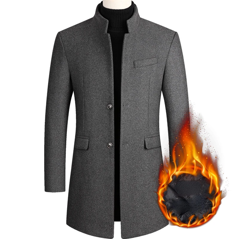 

M-4XL Men Wool Blends Coats Autumn Winter New Solid Color High Quality Men's Wool Jacket Luxurious Brand Clothing