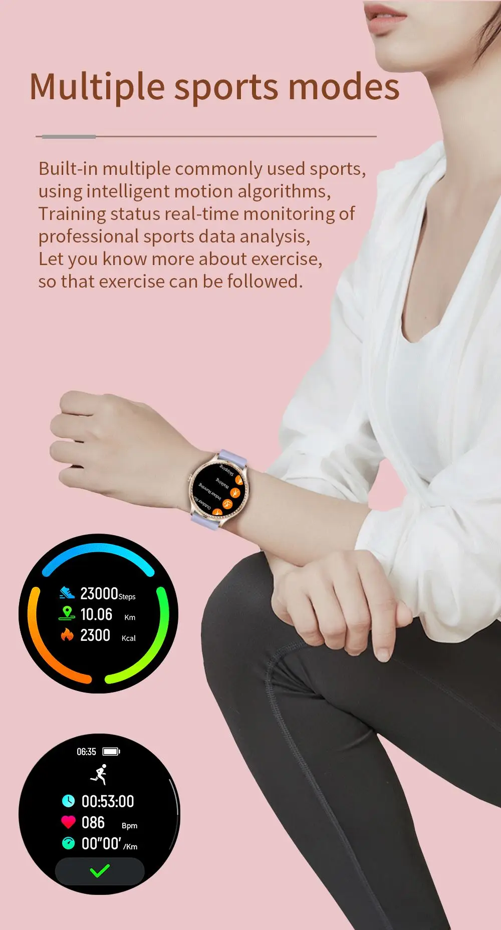 Gadgend 2023 luxury full touch screen smart watch women heart rate fitness tracker smartwatch ladies wristwatch for android ios