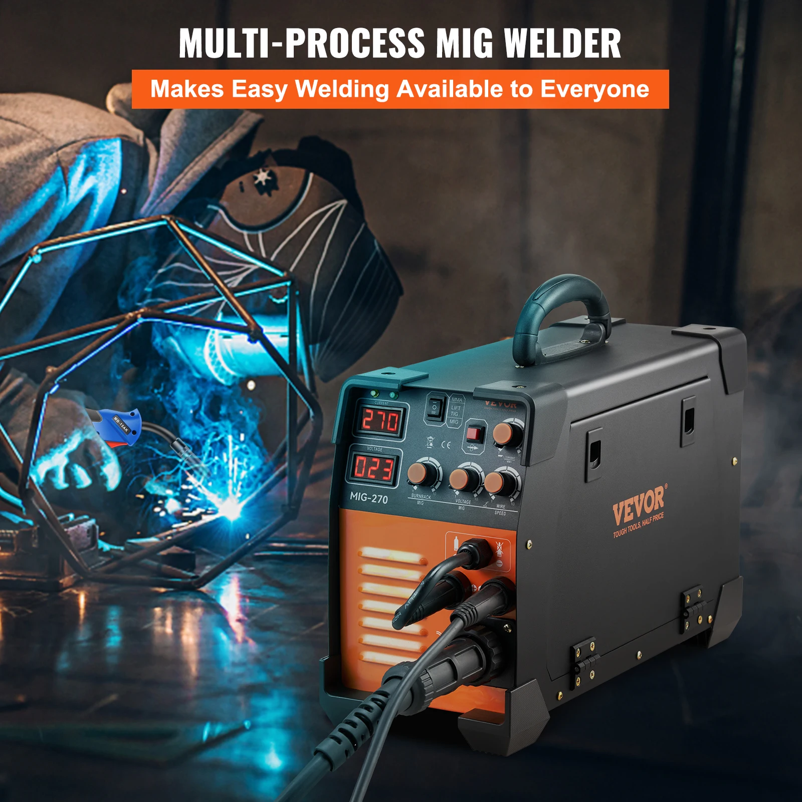 VEVOR Mig Welder Welding Machine 270A MIG MMA TIG 3 In 1 Welder Combo 110V/220V Iron Stairs Metal Cages Square Tubes Sheet Metal 2