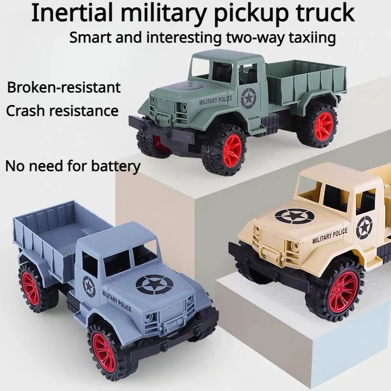 thumbnail image 1 of New Large Children's Inertia Military Truck Pickup Truck Big Truck Baby Car Model Toy Children's Birthday Present Puzzle Toys, 1 of 4