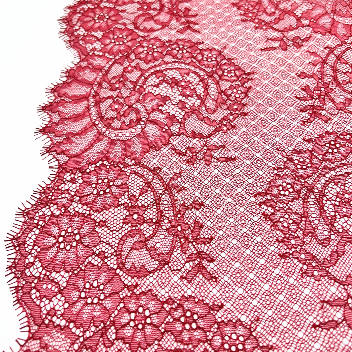 3y/lot Width 28cm Non-Elastic Red Eyelash Lace Trim Soft 3