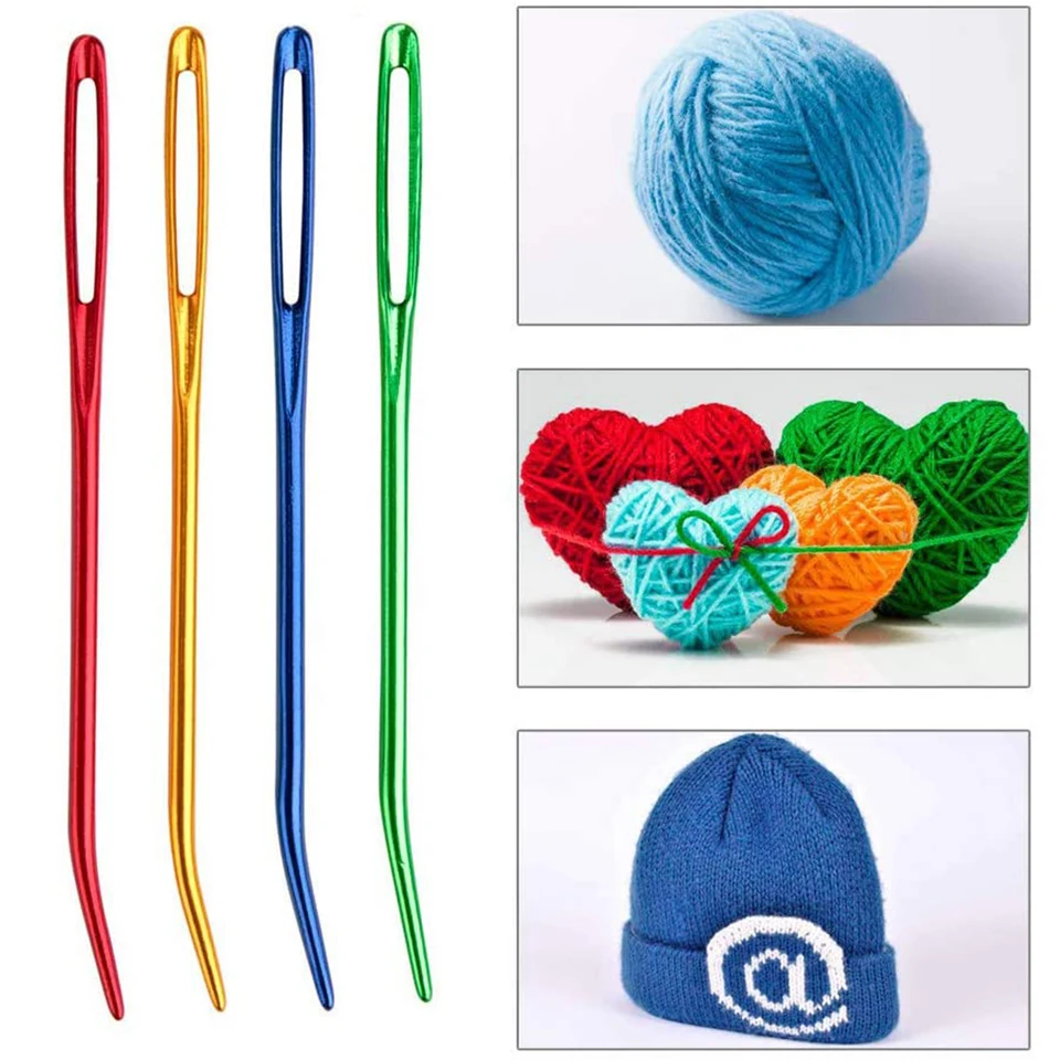 XIHIRCD Kit D'aiguilles à Coudre à Grand Chas Avec épingle Courbée En Plastique Pour Tapisserie, Aiguilles émoussées En Alliage D'acier Pour Le Matelassage, Le Crochet, Le Tissage, Les Travaux