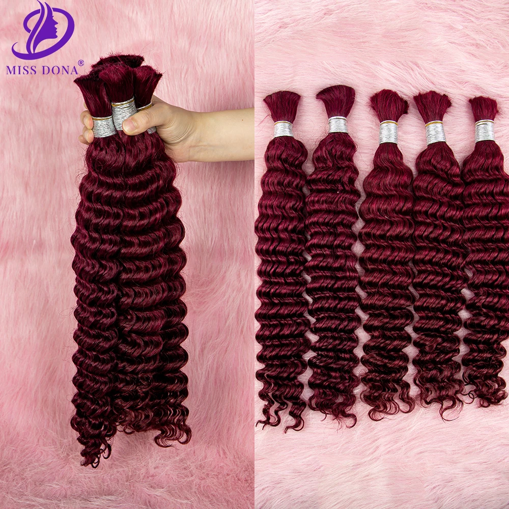 Color Human Hair Bulk for Salon Deep Wave Brazilian Virgin Human Hair Bulk no Weft Hair Extension Curly Bulk Human Hair