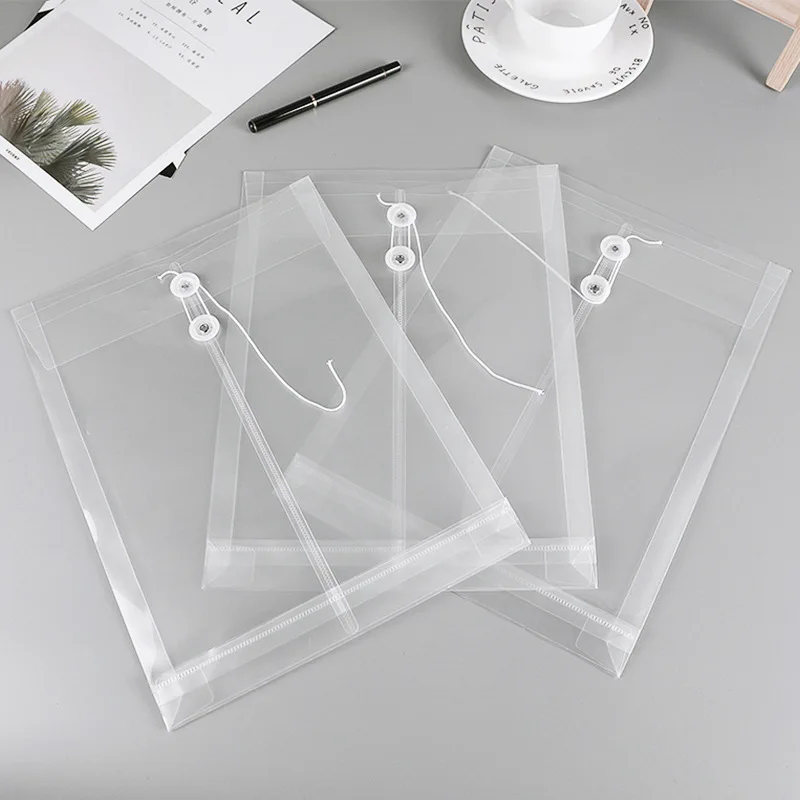 4pcs A4 File Organizer Stationery Storage Folder Waterproof Standard Transparent PVC Loose Leaf Pouch Filing Binder Document