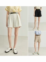 FSLE Minimalism Style Casual White Shorts For Women Summer New Arrival High Waist Shorts Jeans Female With Belt Loose Shorts - Image 3