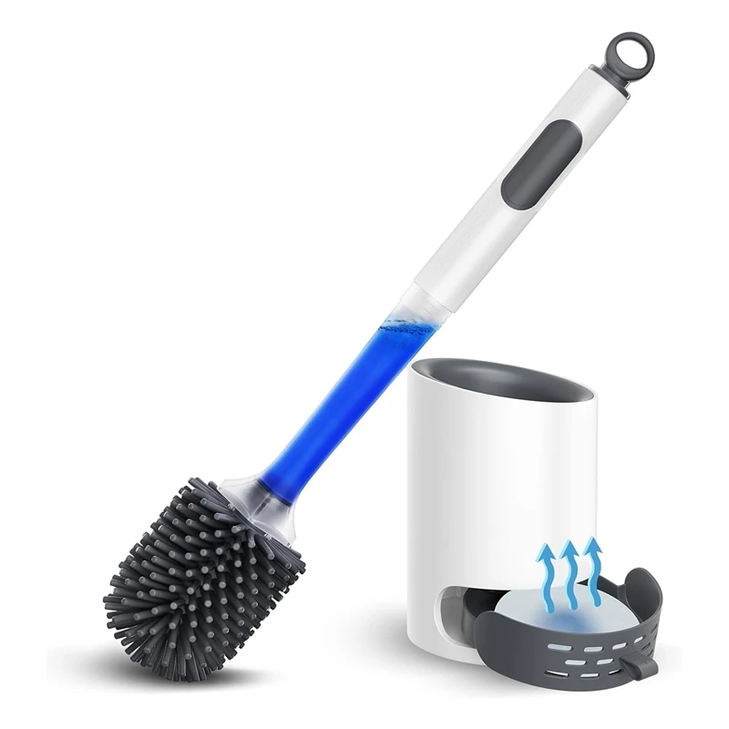 

Toilet Bowl Cleaner Brush, Silicone Toilet Brush With Refillable Handle Dispenser - Scrubber Rv Cleaner Toilet Brush