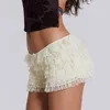 Women Mesh Lace Bloomer Shorts Y2k Layered Ruffle Frilly Booty Shorts Fairy Bowknot Sexy Boy Shorts Panties Party Clubwear 2