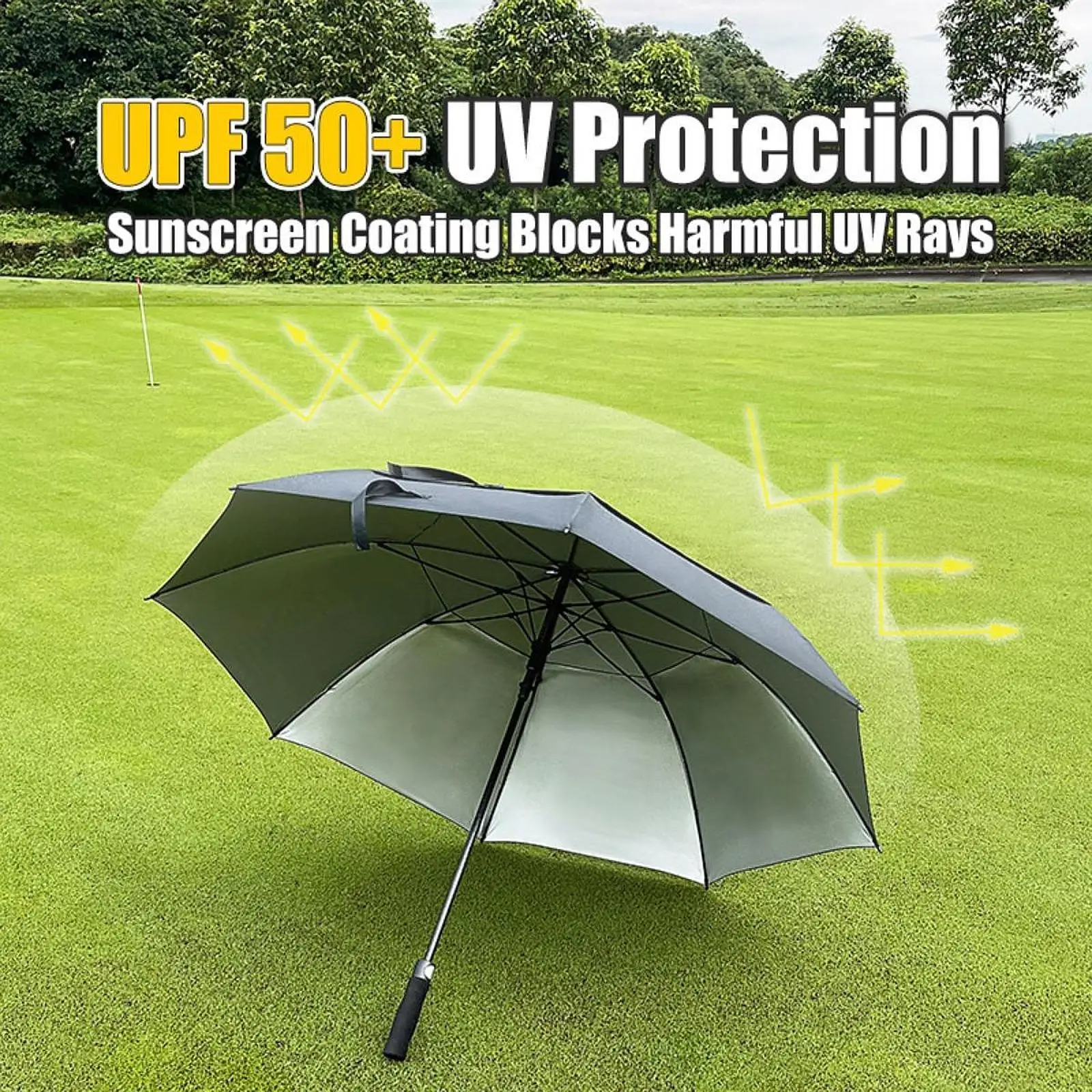 Large Golf Umbrella 135cm Dia Fiber Frame Windproof Lightweight Vented Auto Open Umbrella for Men Travel Outdoor Women Beach